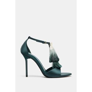 Zara Tassel Heeled Sandals – Turquoise Blue | Size 9